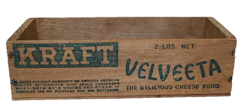 VTG Kraft Velveeta 2 Lb. Wooden Cheese Box Kraft-Phoenix Cheese Corp Chicago